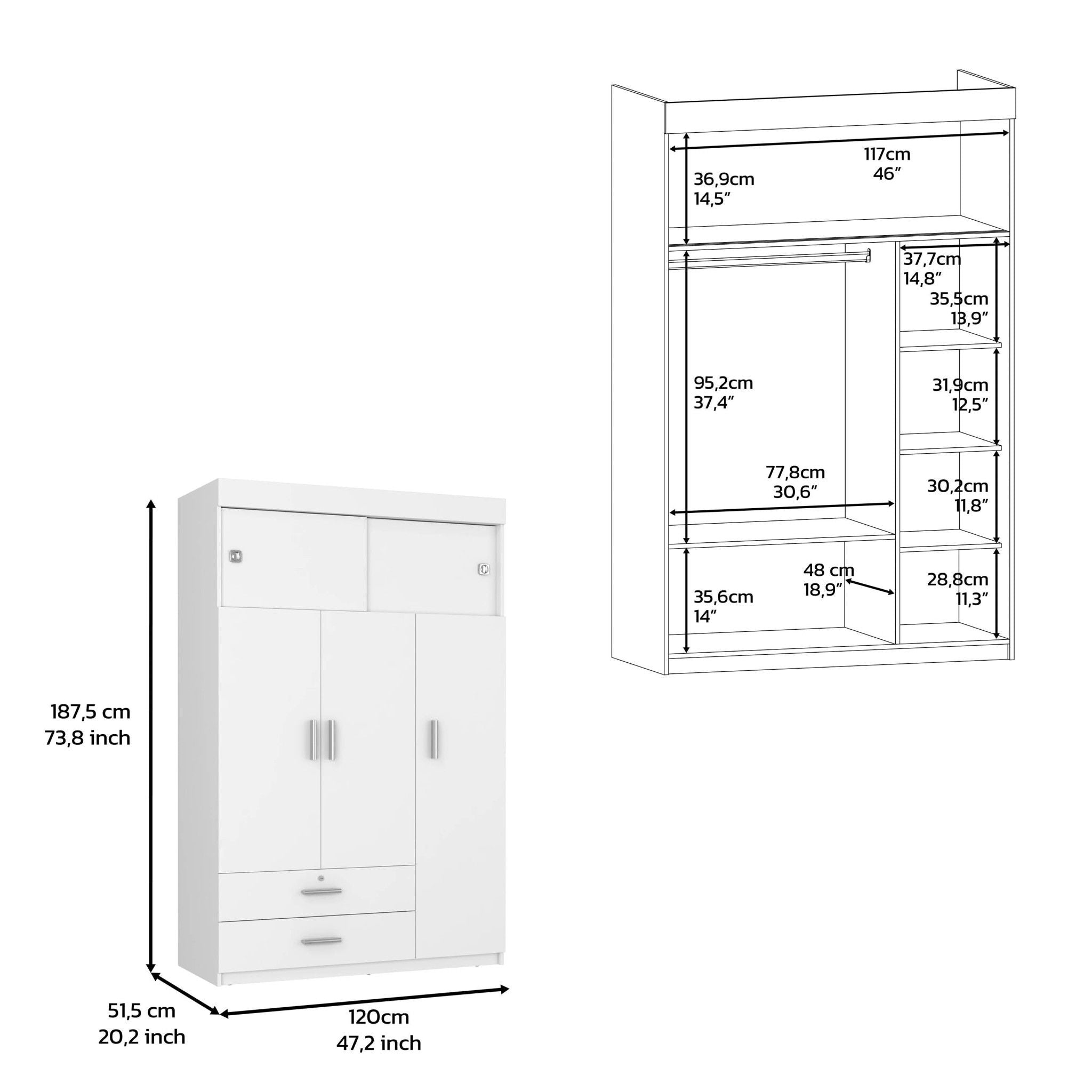 Two Drawer Dresser - White