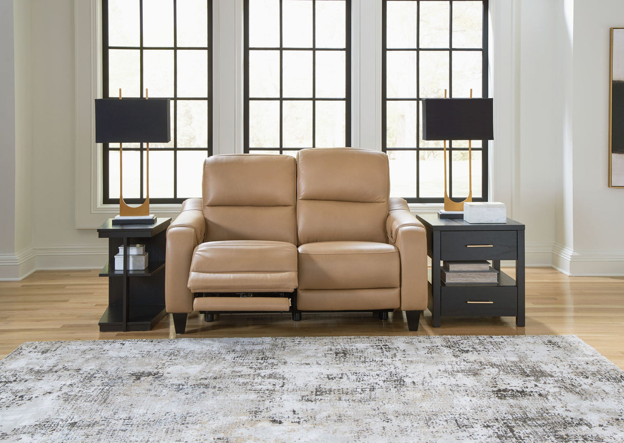 Mosswell - Power Reclining Loveseat With Adj Headrest - Toffee
