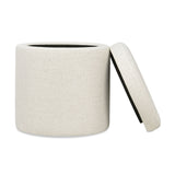 Brandy - Round Upholstered Storage Ottoman With Leather Accent by Jennifer Taylor Home | Bel Furniture