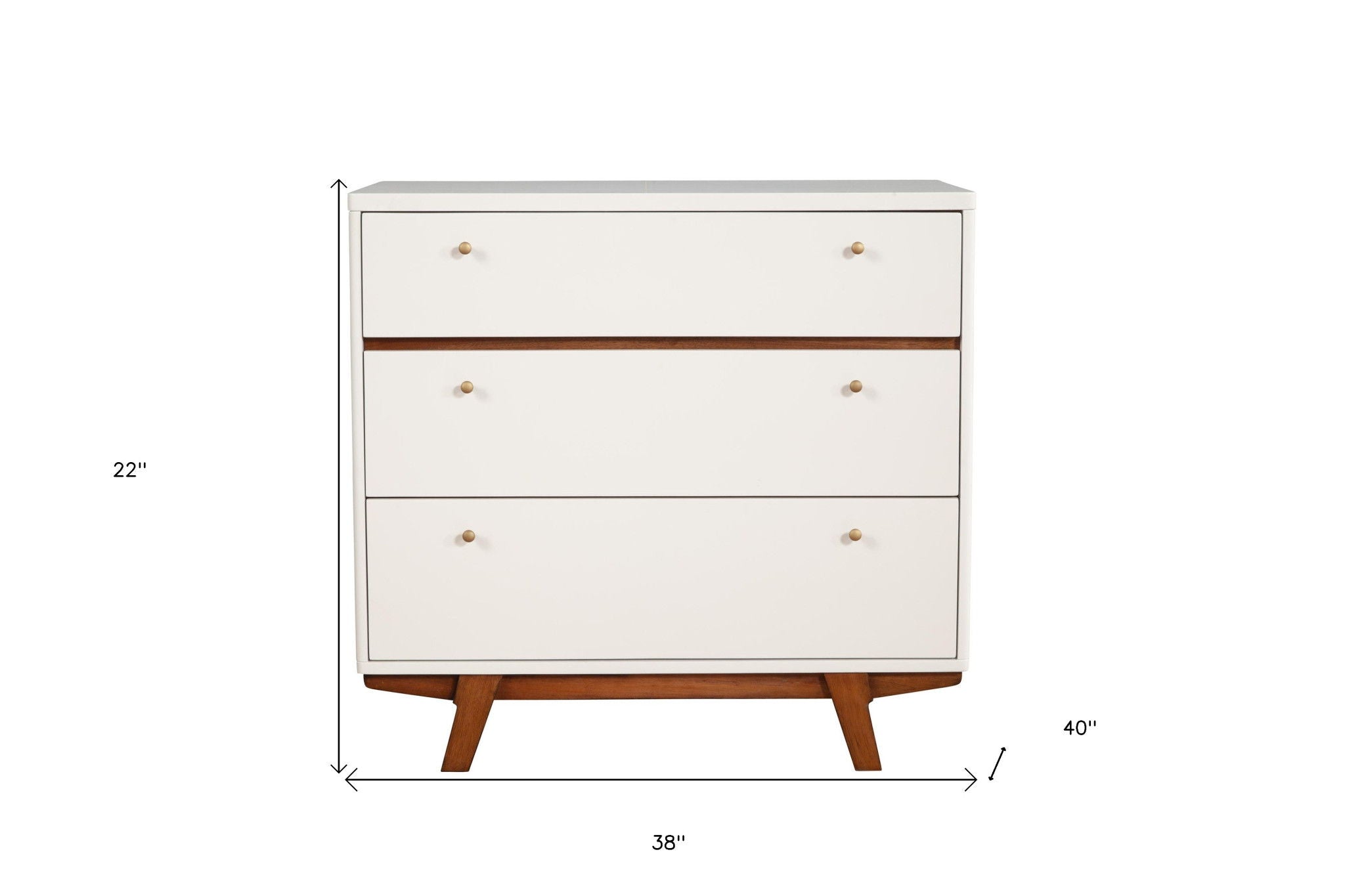 Solid Wood Three Drawer Chest - Brown / White