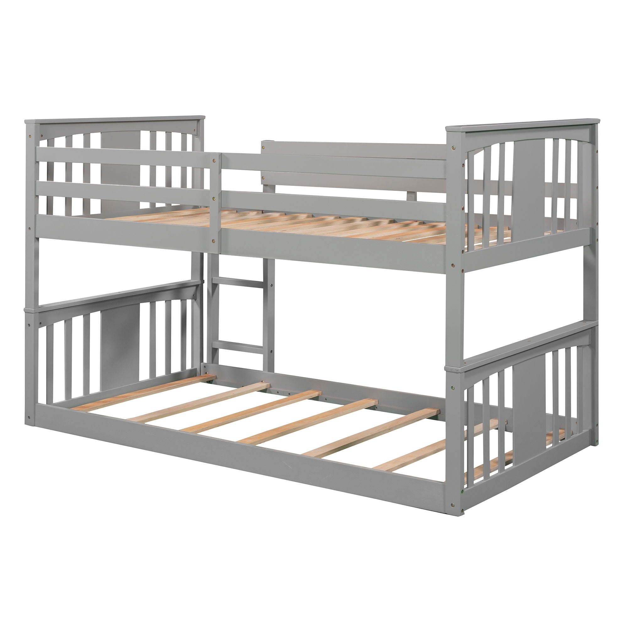 79.5" Twin Over Twin Bunk Bed With Ladder - Gray