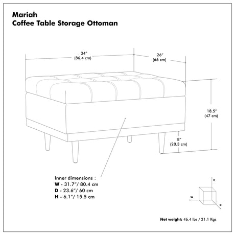 Mariah - Upholstered Lift Top Table Storage Ottoman - view 16