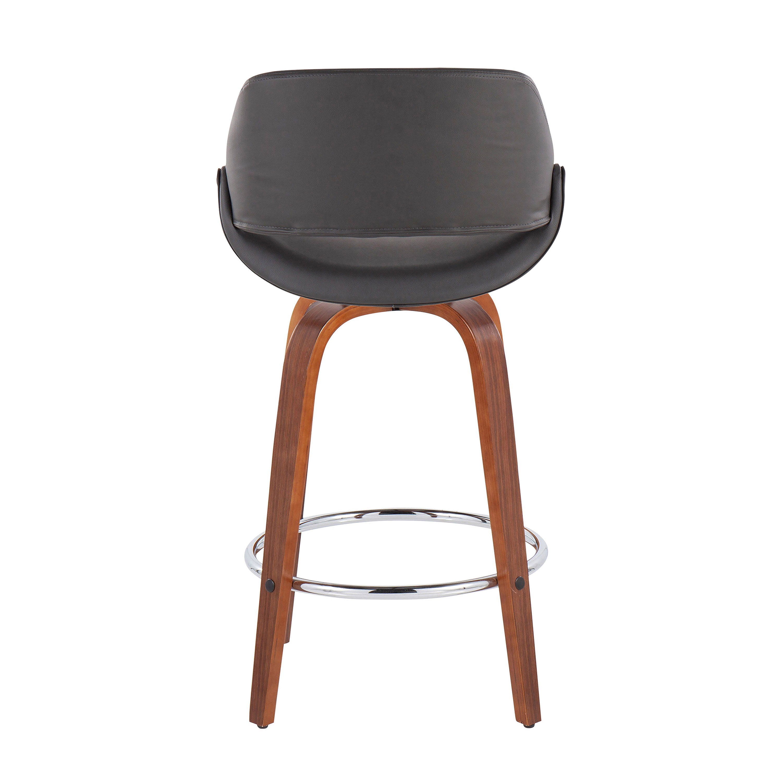 Fabrico - Mid Century Modern, Fixed Height Counter Stool With Round Footrest (Set of 2)