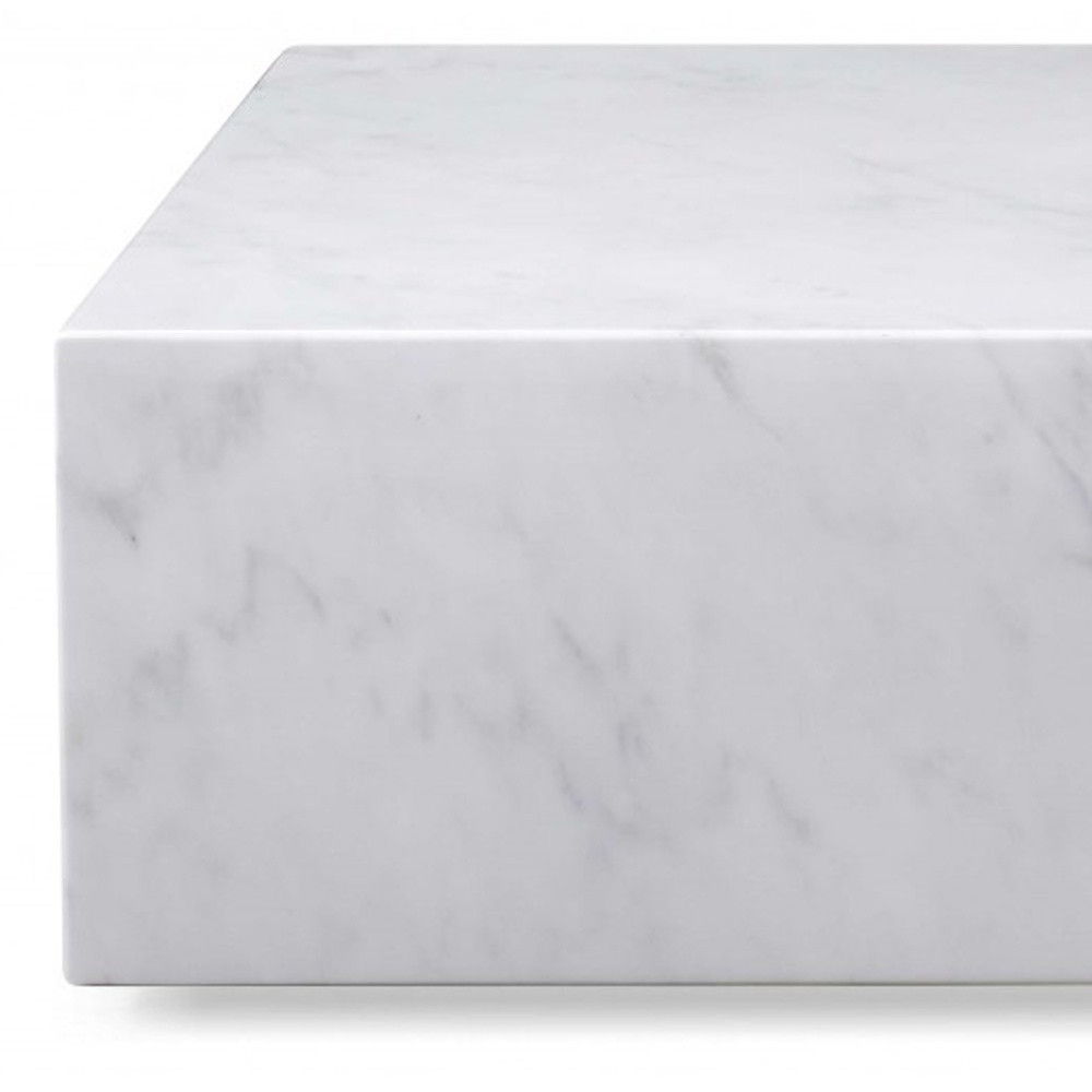 Genuine Marble And Brass Square Coffee Table - White