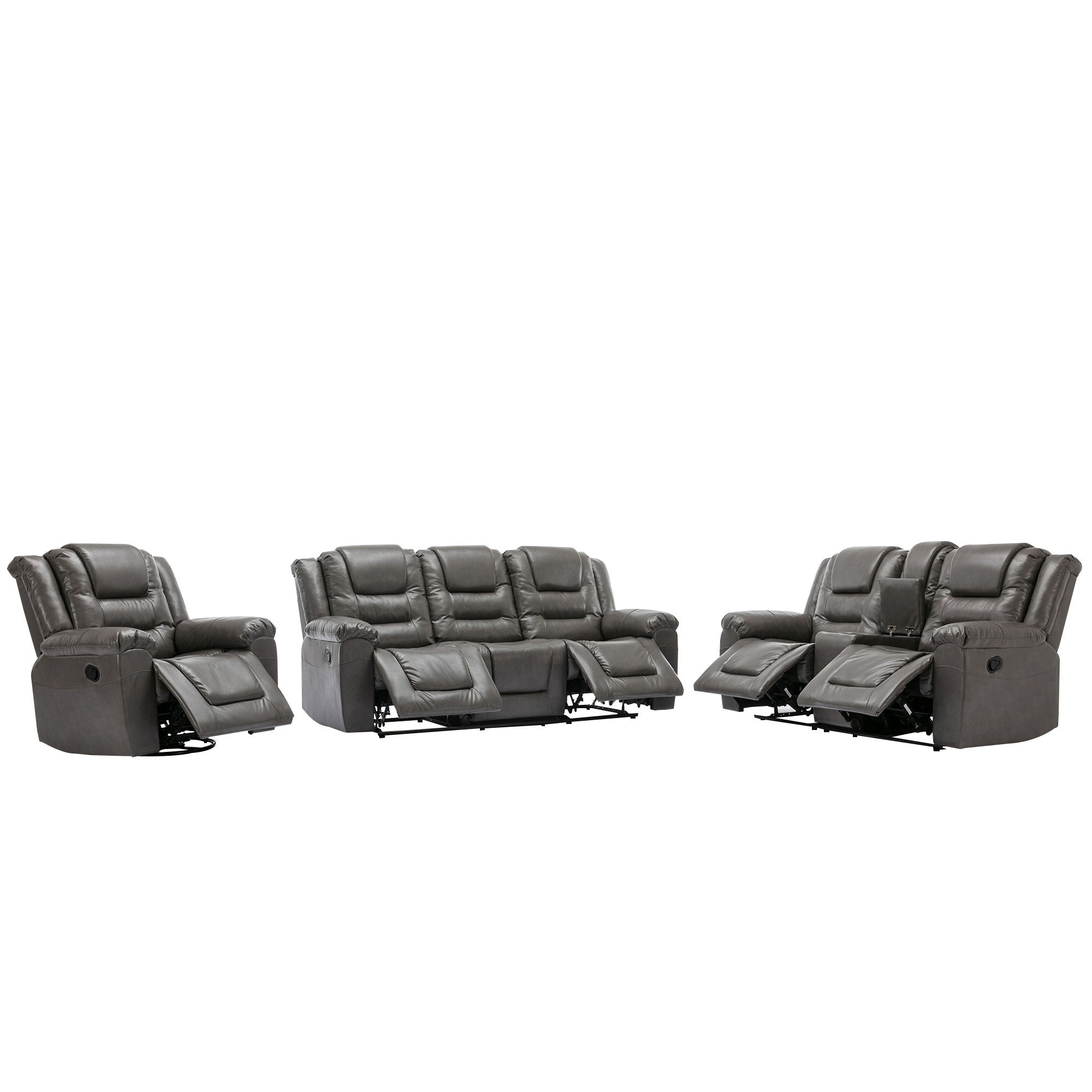 Home Theater Recliner Set Manual Recliner Chair With Wide Armrest, Two Built-In Cup Holders For Living Room