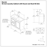Darwin - Laundry Utility Sink And Cabinet With Dual Sinks, Pull Out Faucet - White