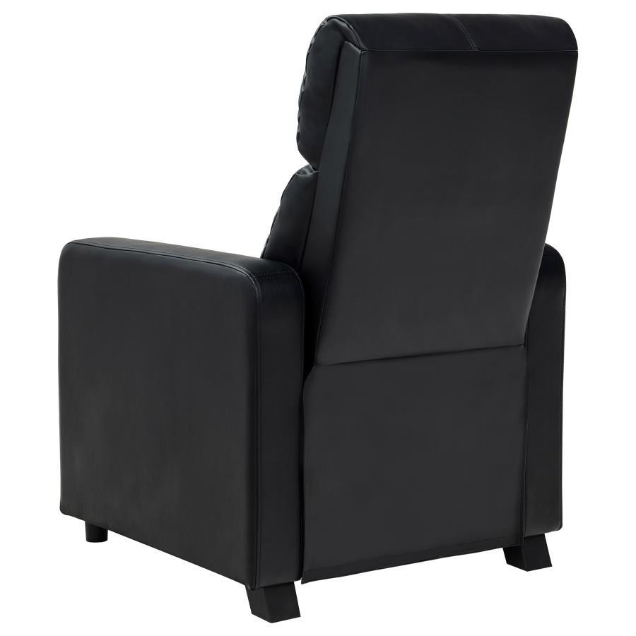 Toohey - Upholstered Home Theater Push Back Recliner - Black by CoasterEveryday | Bel Furniture