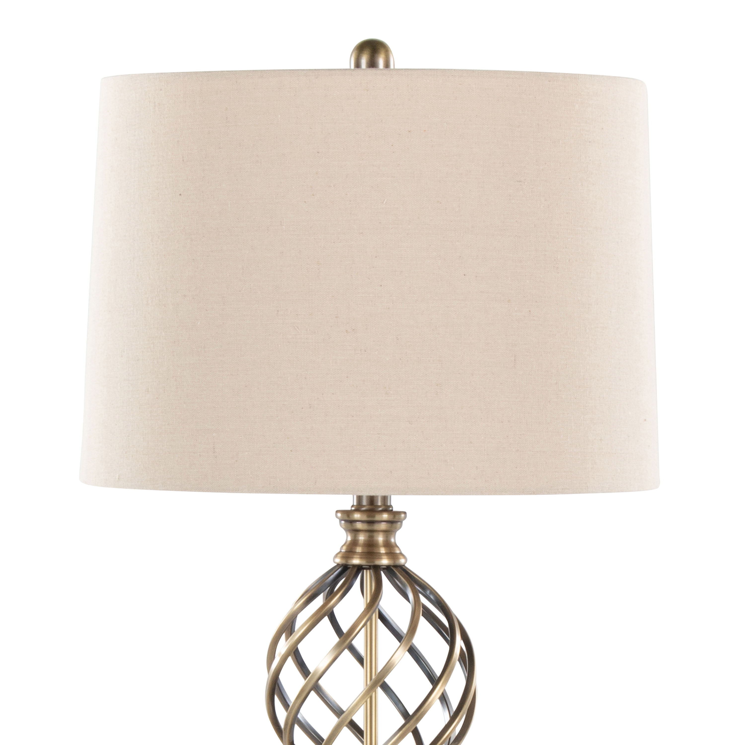 Linx - Twist Contemporary Table Lamp (Set of 2) - Antique Soft Brass / White