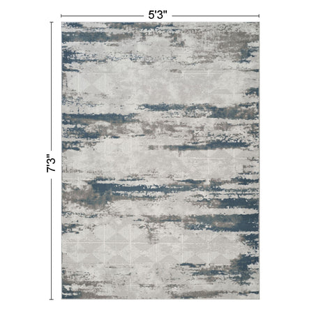 Geometrix - 5'3" X 7'3" Area Rug With Geometric 3D Effect - Gray / Ivory - view 4