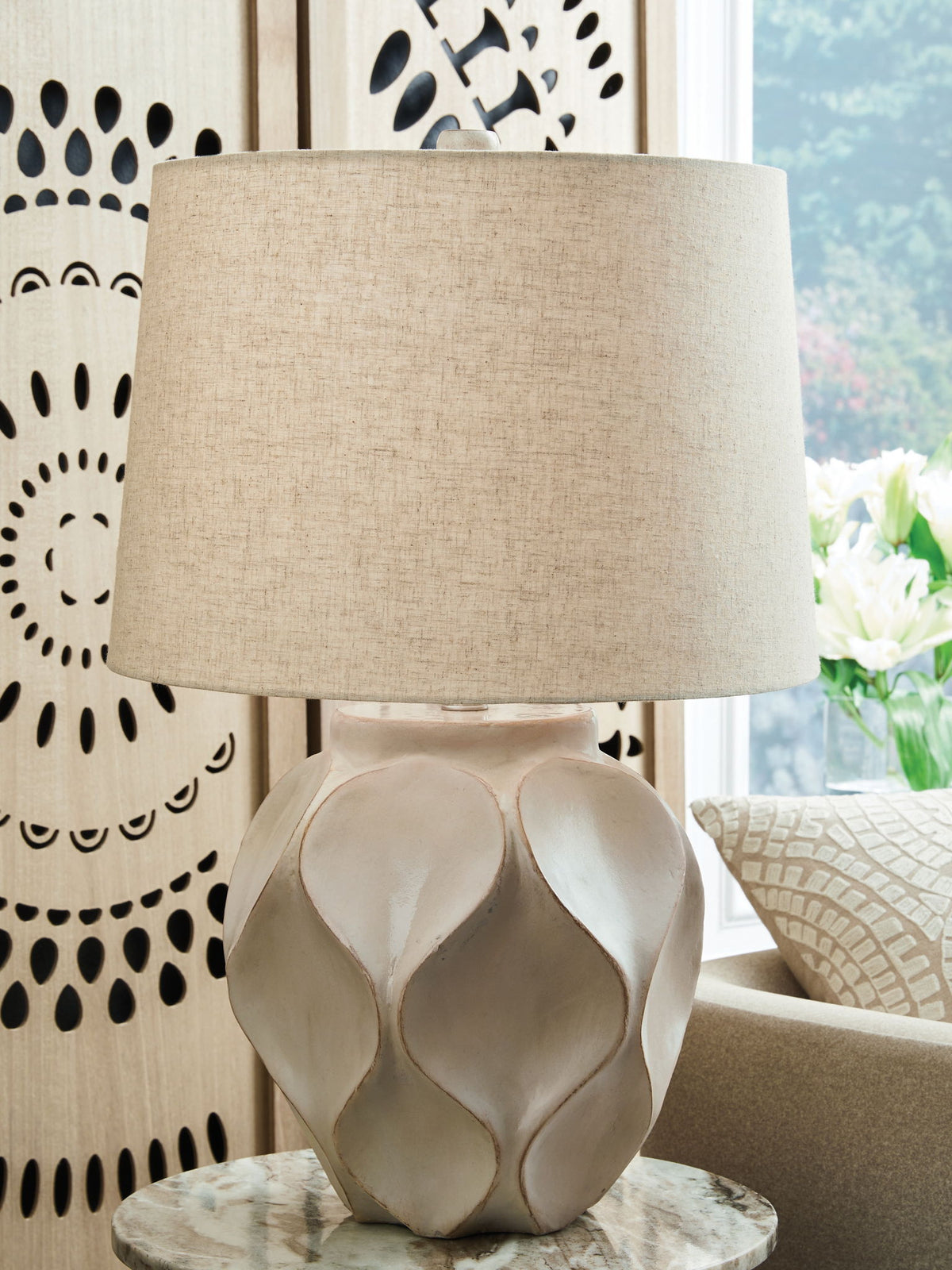 Edselham - Paper Table Lamp - Distressed Cream - view 2