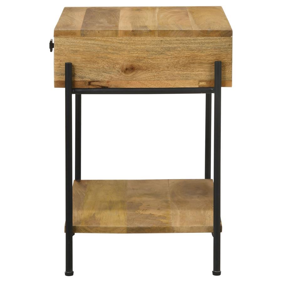 Declan - 1-Drawer Wood Accent Side Table - Natural Mango by CoasterEssence | Bel Furniture