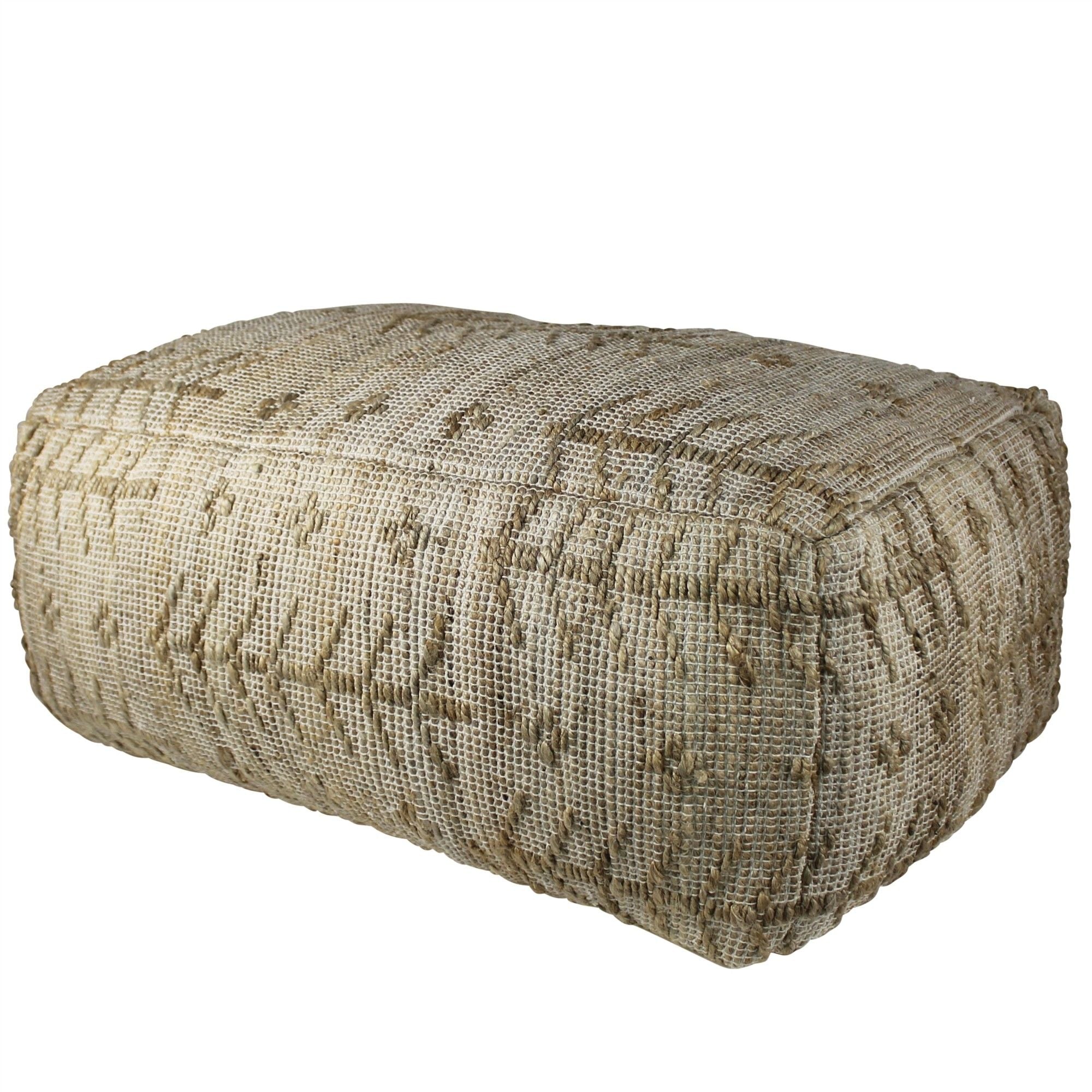 Hemp Textured Rectangle Pouf - Natural