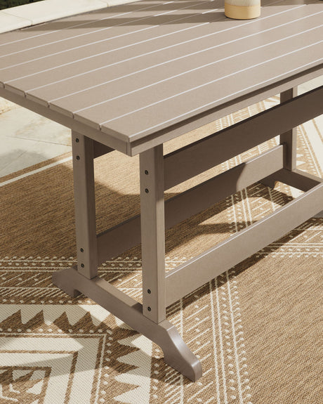 Seacliff Beach - Rectangular Counter Height Dining Table With Umbrella Option - Medium Brown - view 4