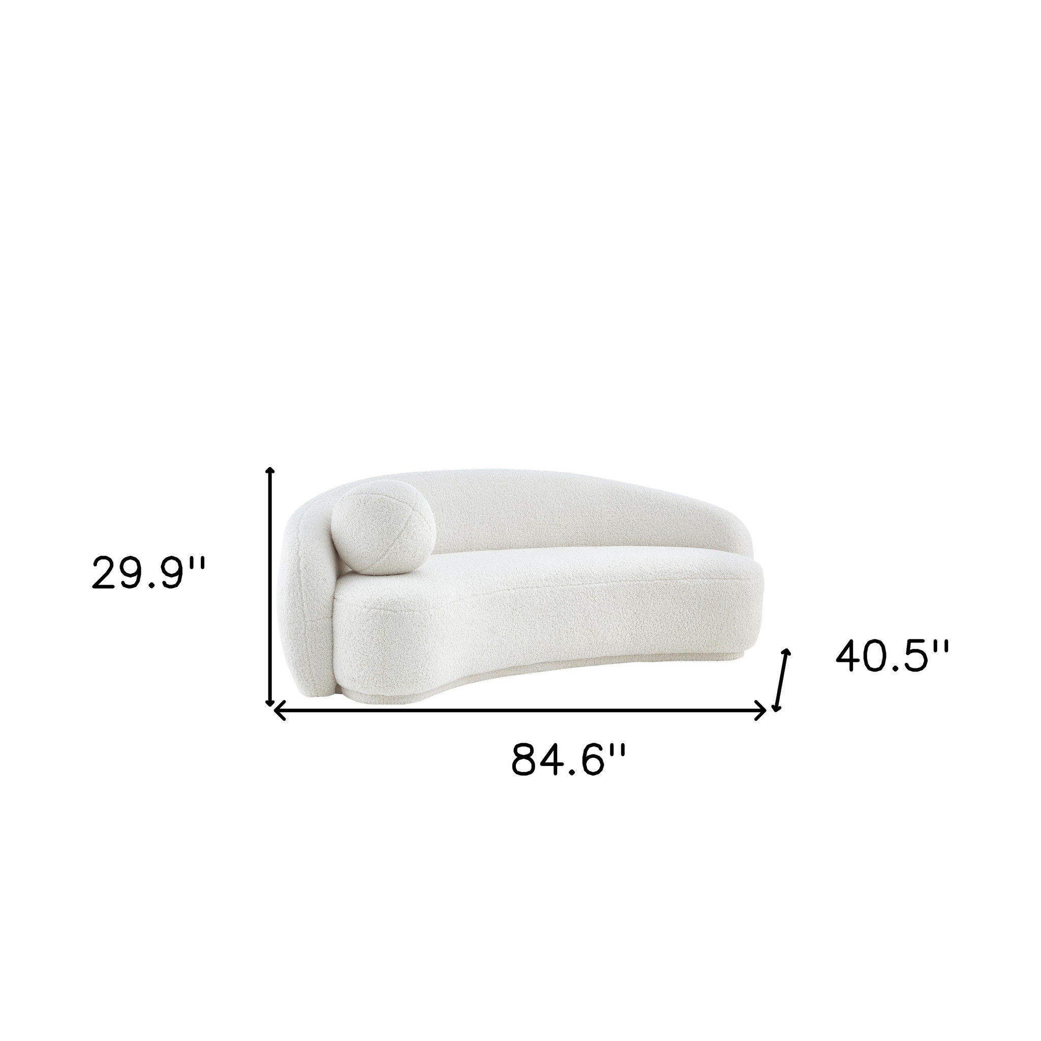 Sherpa Curved Sofa And Toss Pillow With Legs - Cream