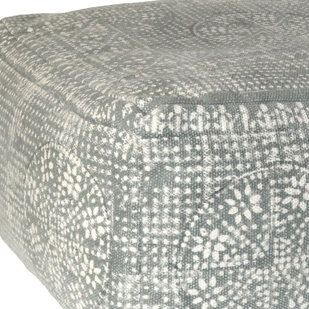 Patterned Rectangle Pouf - Light Gray