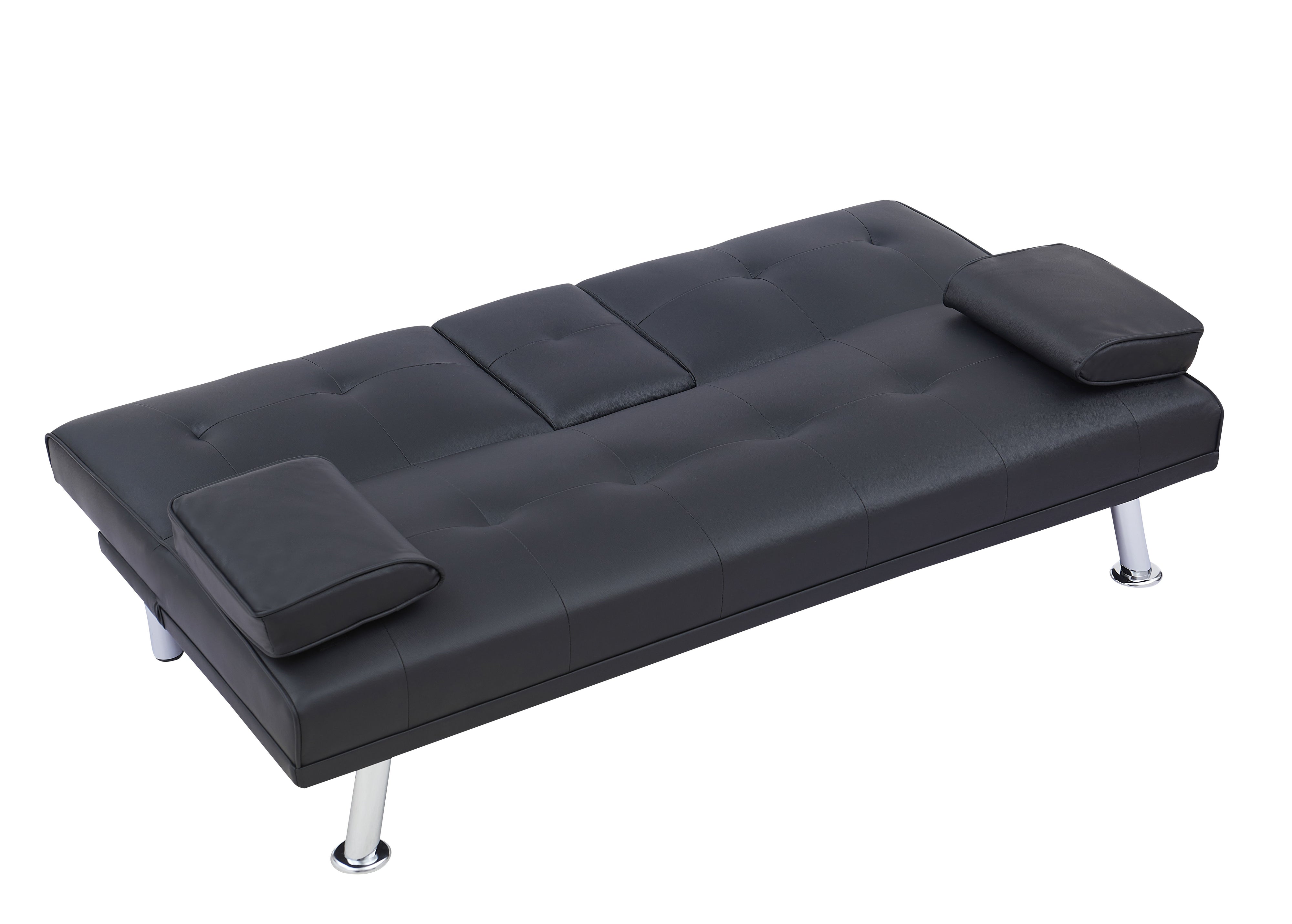 Leather Multifunctional Double Folding Sofa Bed For Office With Coffee Table