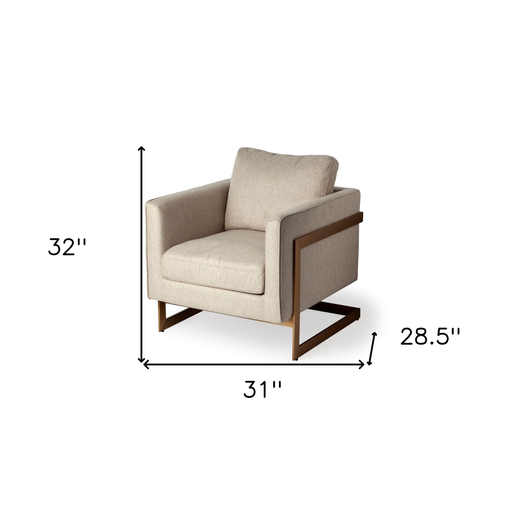 Fabric Club Chair - Cream / Gold