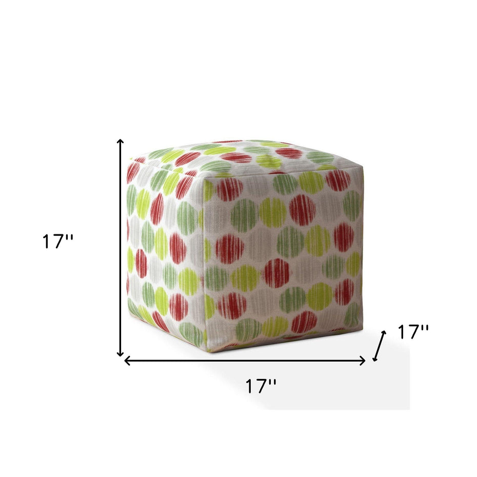 Cotton Polka Dots, Pouf Cover - Red / White