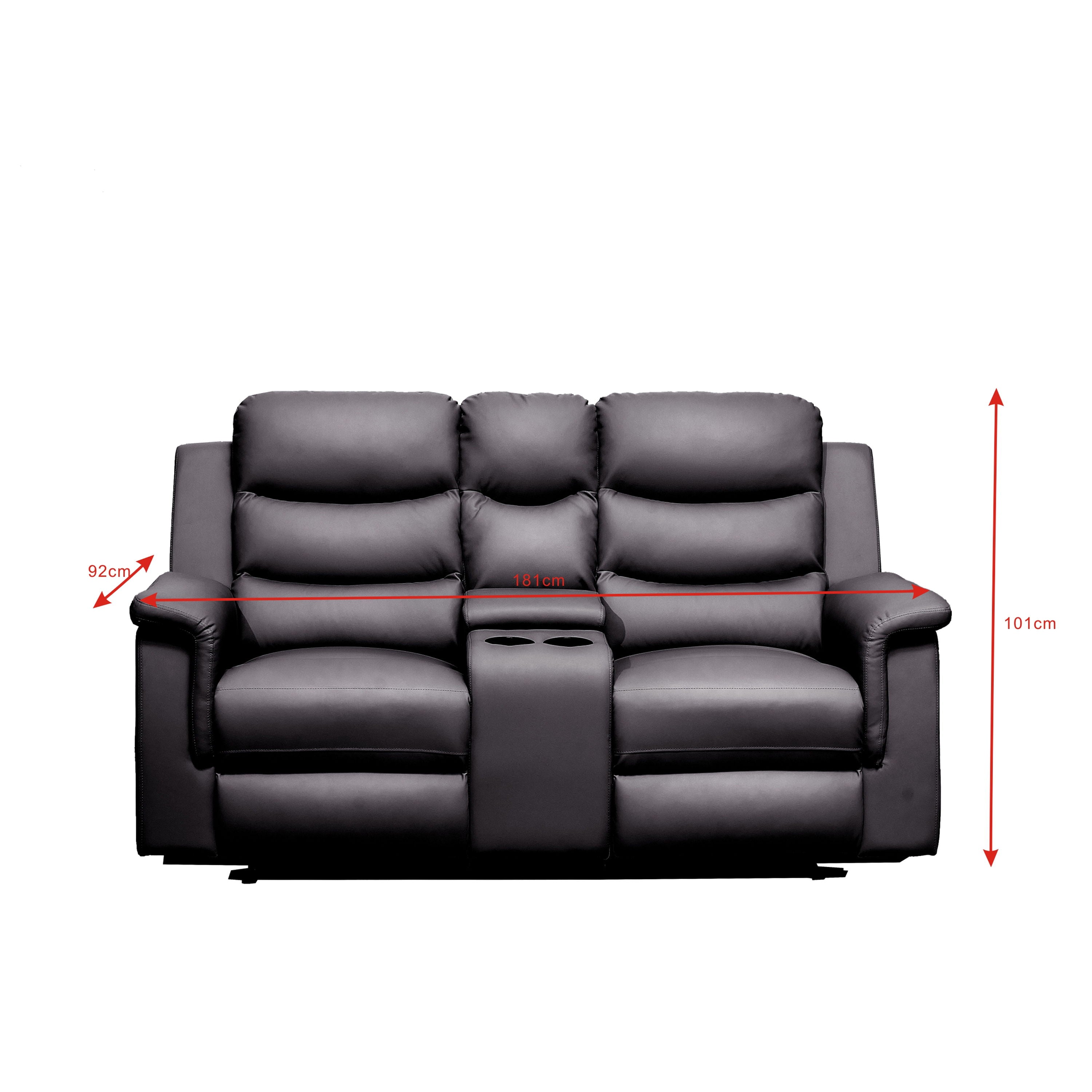 2 Seat Reclining Loveseat With Middle Console Slipcover, Stretch Loveseat Reclining Sofa Covers - Black