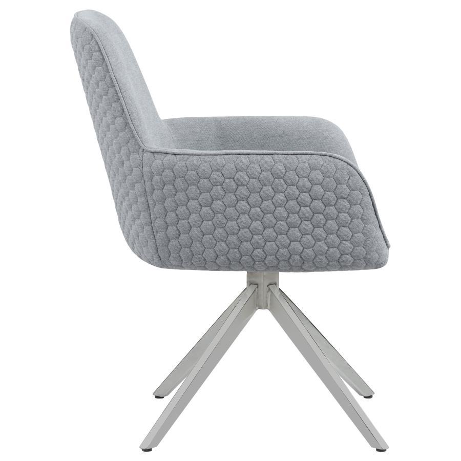 Abby - Fabric Upholstered Swivel Dining Arm Chair - Light Gray