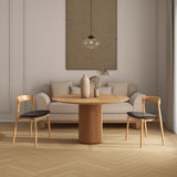 Raven - Stacking Sculpted Oak Dining Chair - Warm Natural Brown / Black by Jennifer Taylor Home | Bel Furniture