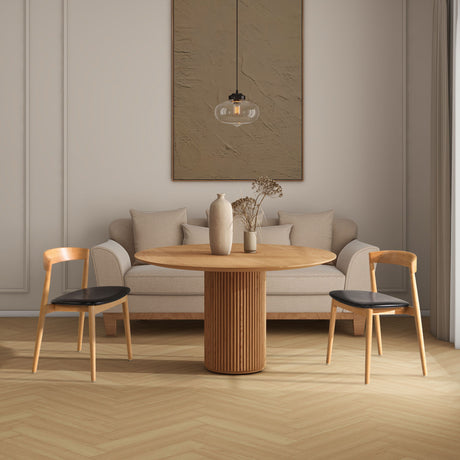 Raven - Stacking Sculpted Oak Dining Chair - Warm Natural Brown / Black by Jennifer Taylor Home | Bel Furniture