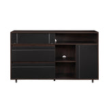 Contemporary Detailed Door Sideboard With Open Storage by Walker Edison | Bel Furniture