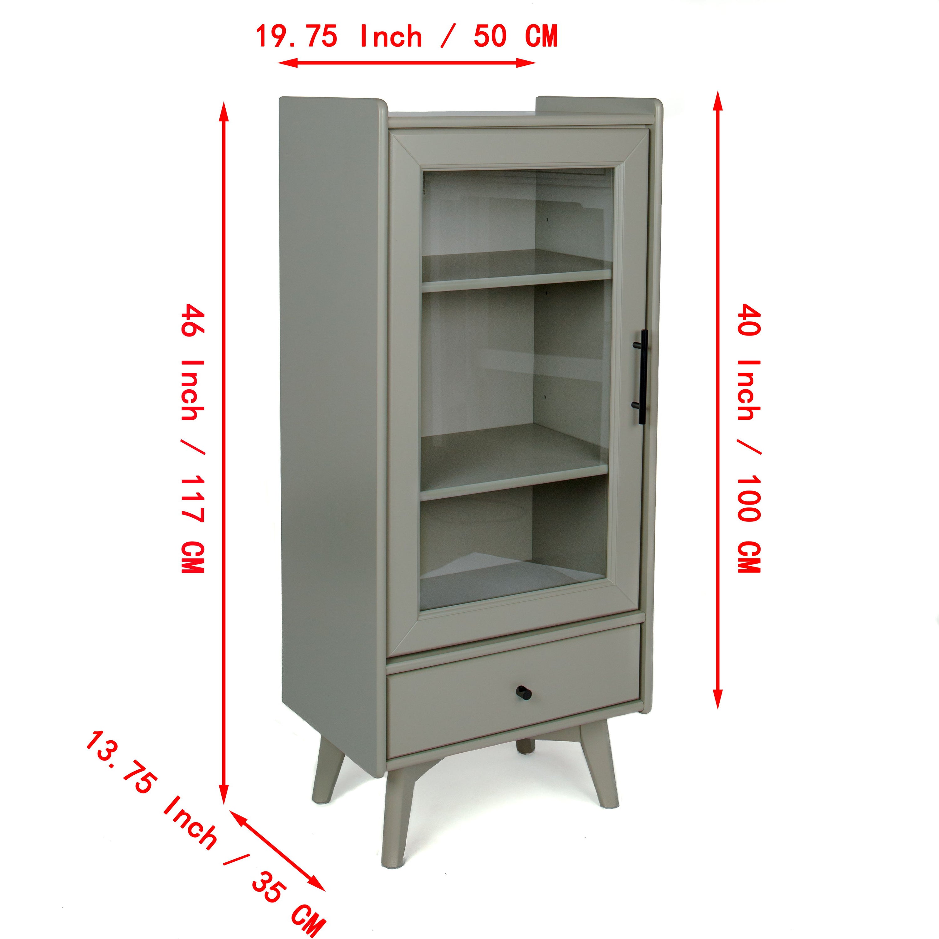 Modern Bathroom Storage Cabinet & Floor Standing Cabinet With Glass Door With Double Adjustable Shelves And One Drawer, Extra Storage Space On Top - Gray