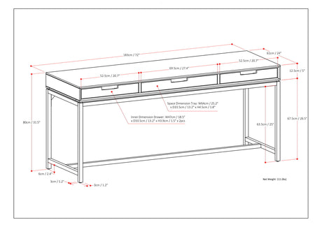 Banting - Mid Century Wide Desk, Handcrafted by Simpli-Home | Bel Furniture