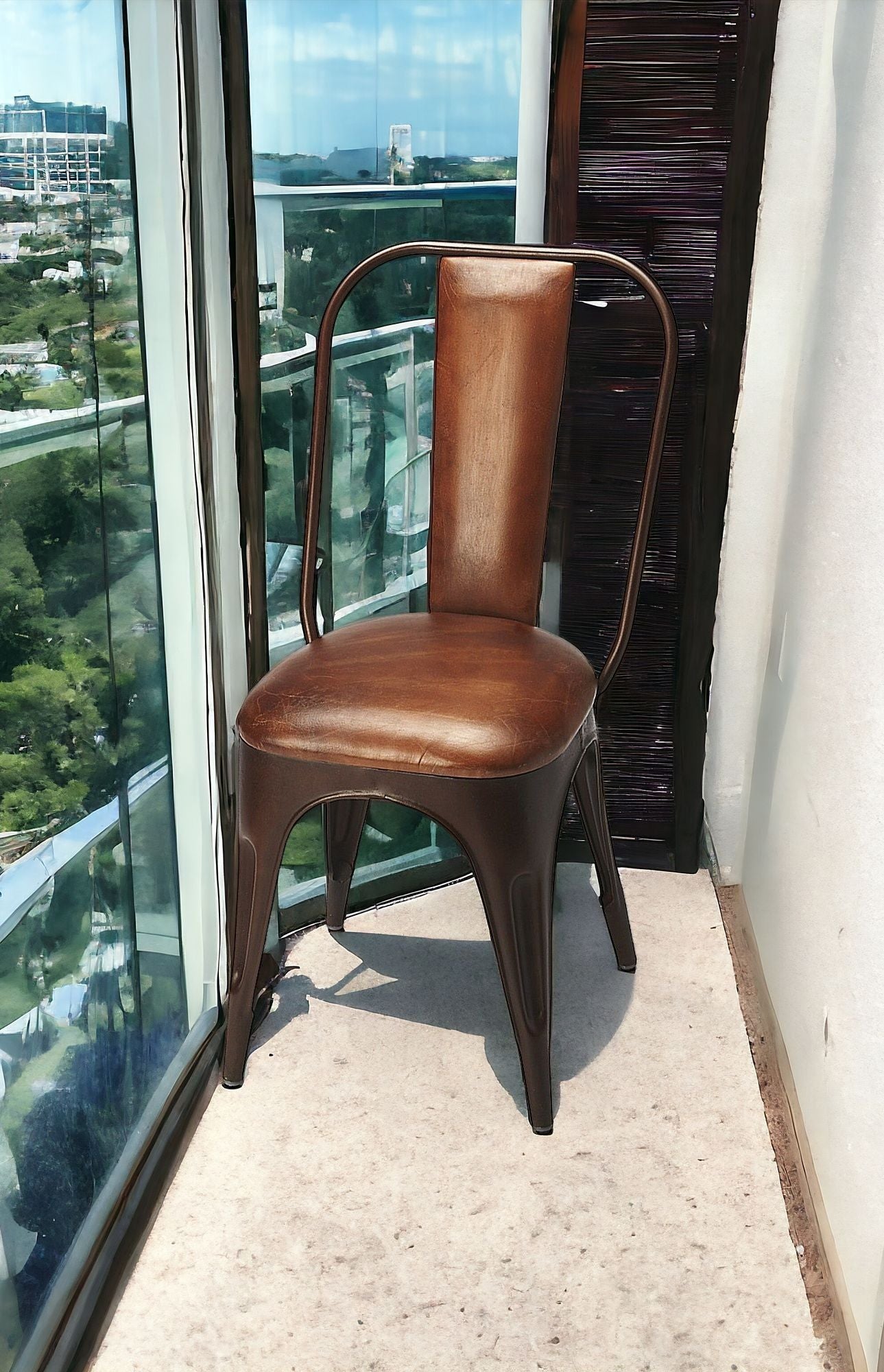 Faux Leather, Side Chair - Brown