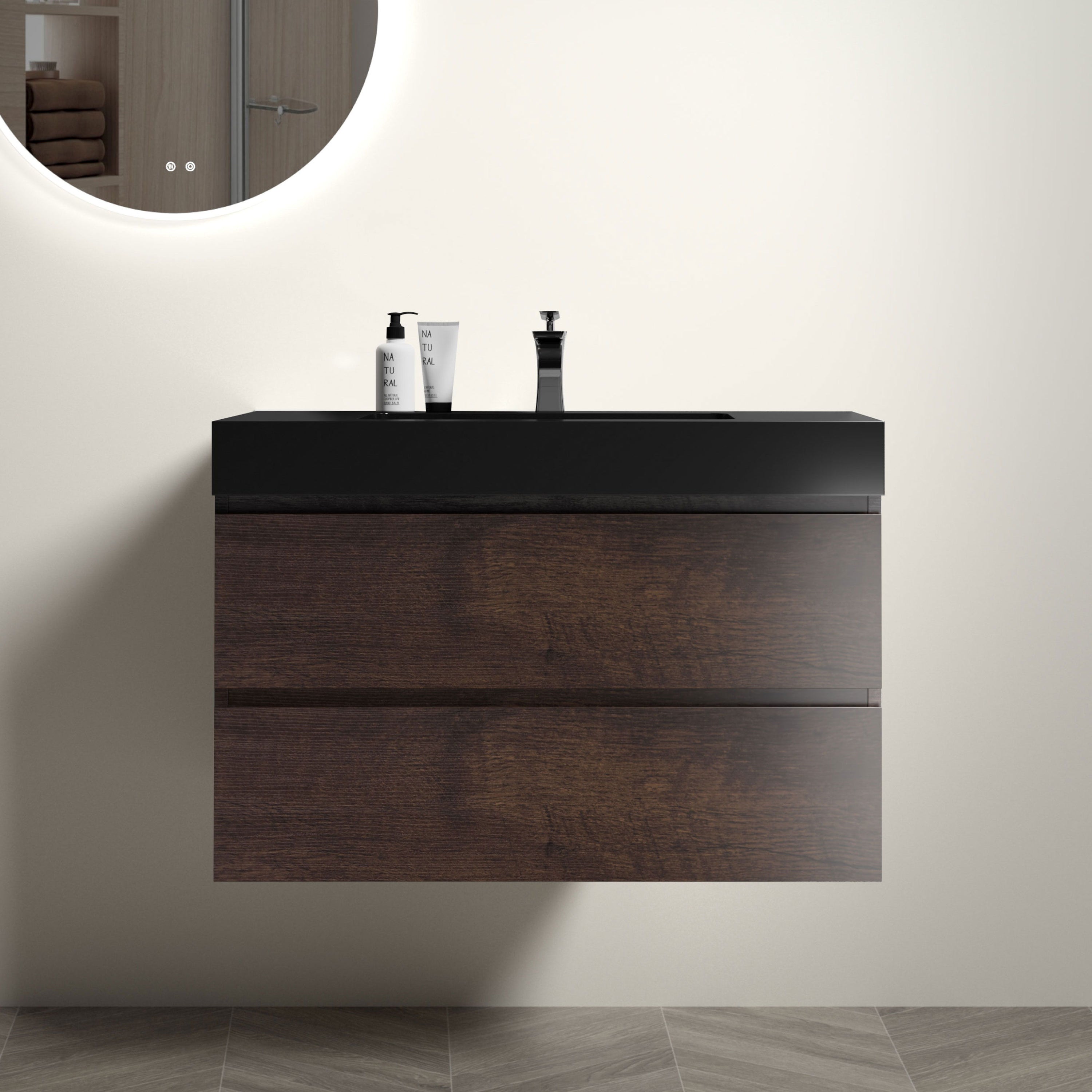 Alice - Bathroom Vanity Wall Mounted With Sink, Large Storage Floating Bathroom Vanity For Modern Bathroom, One-Piece Sink Basin Without Drain And Faucet