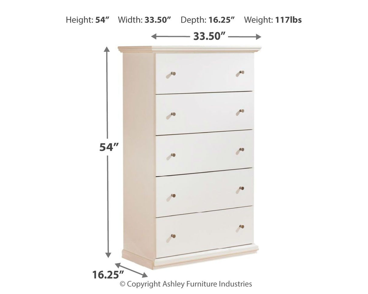 Bostwick Shoals - White - Five Drawer Chest by Signature Design by Ashley® | Bel Furniture