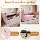 Upholstered Daybed With Hydraulic Storage And USB / Type - C Charging