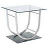 Danville - Rectangular U-Shaped Glass Top Table Pearl Silver End Tables by CoasterEssence | Bel Furniture