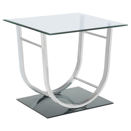 Danville - Rectangular U-Shaped Glass Top Table Pearl Silver End Tables by CoasterEssence | Bel Furniture