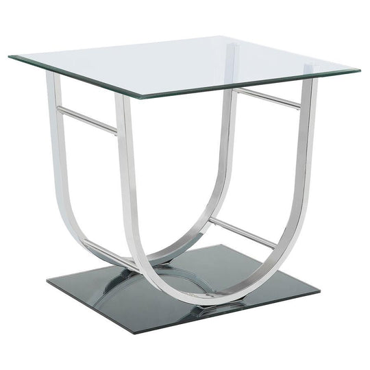 Danville - Rectangular U-Shaped Glass Top Table Pearl Silver End Tables by CoasterEssence | Bel Furniture