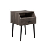 Contemporary Angled Nightstand - Slate Gray by Walker Edison | Bel Furniture