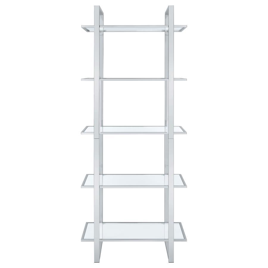 Hartford - 5-Shelf Glass Bookshelf - Chrome