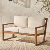 Contemporary Solid Wood Slat Back Patio Loveseat - Brown by Walker Edison | Bel Furniture