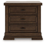 Taffenbrook - Three Drawer Night Stand - Medium Brown