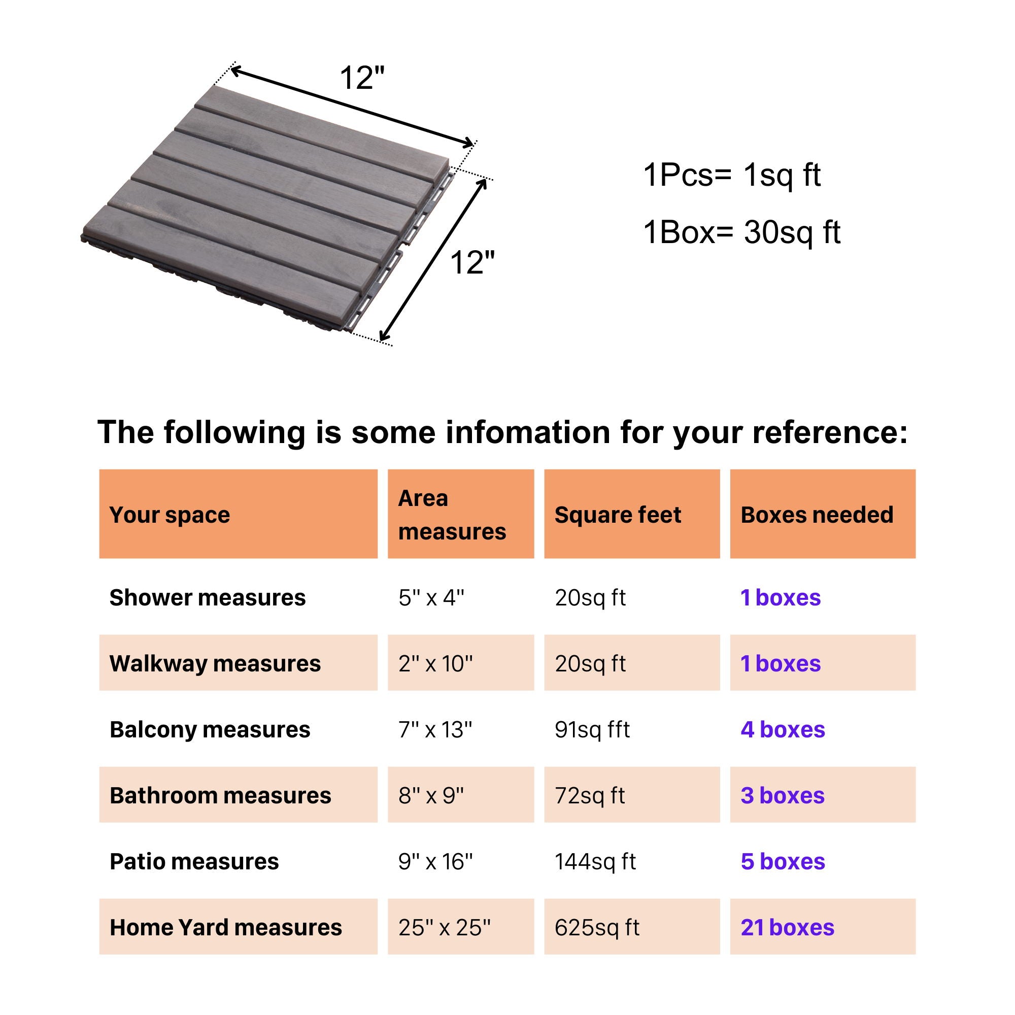 Interlocking Deck Tiles Striped Pattern, Square Acacia Hardwood Outdoor Flooring For Patio, Bancony, Pool Side