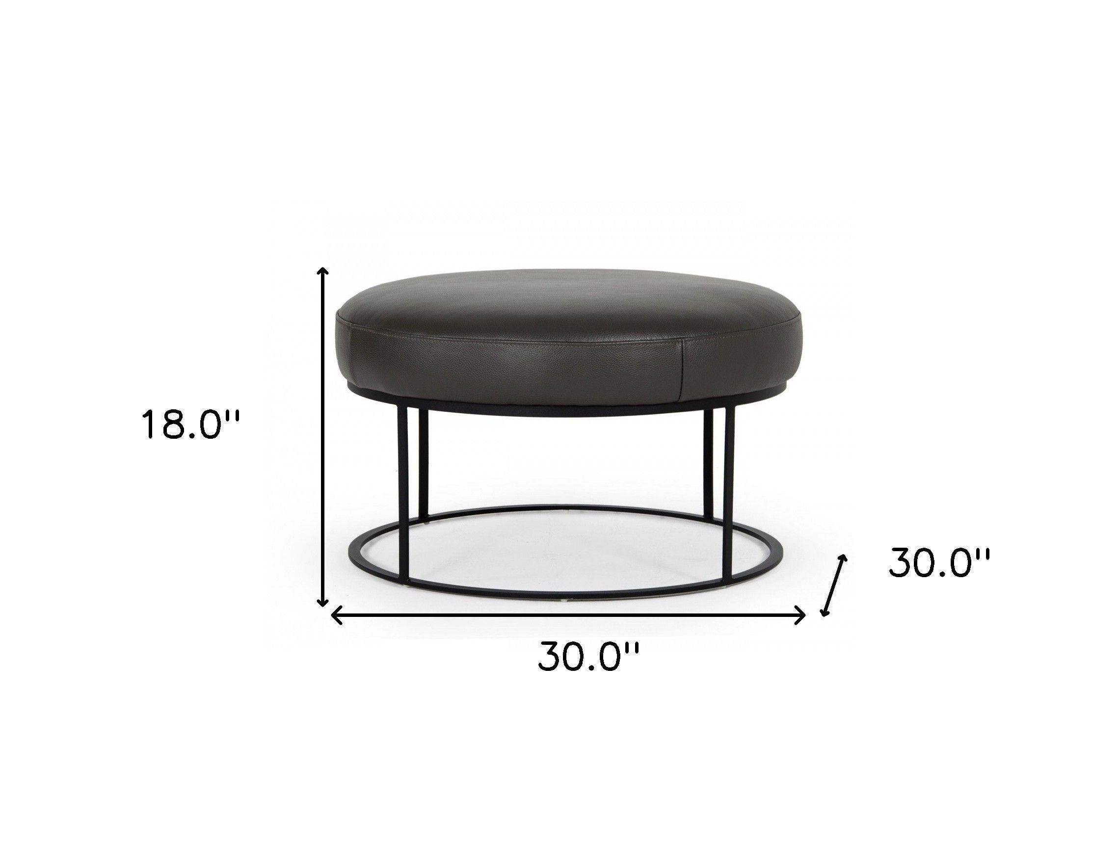 Faux Leather Ottoman - Gray / Black