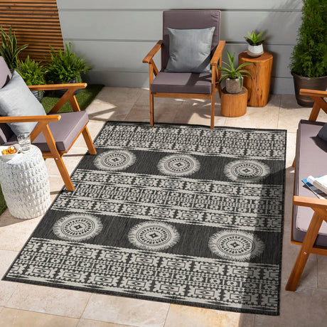 Sunshine - 5'3" X 7'3" Indoor, Outdoor Area Rug Polypropylene - Anthracite - view 4
