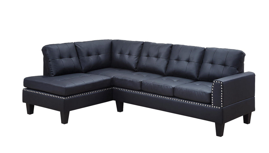 Polyurethane L Shaped Two Piece Corner Sectional - Black