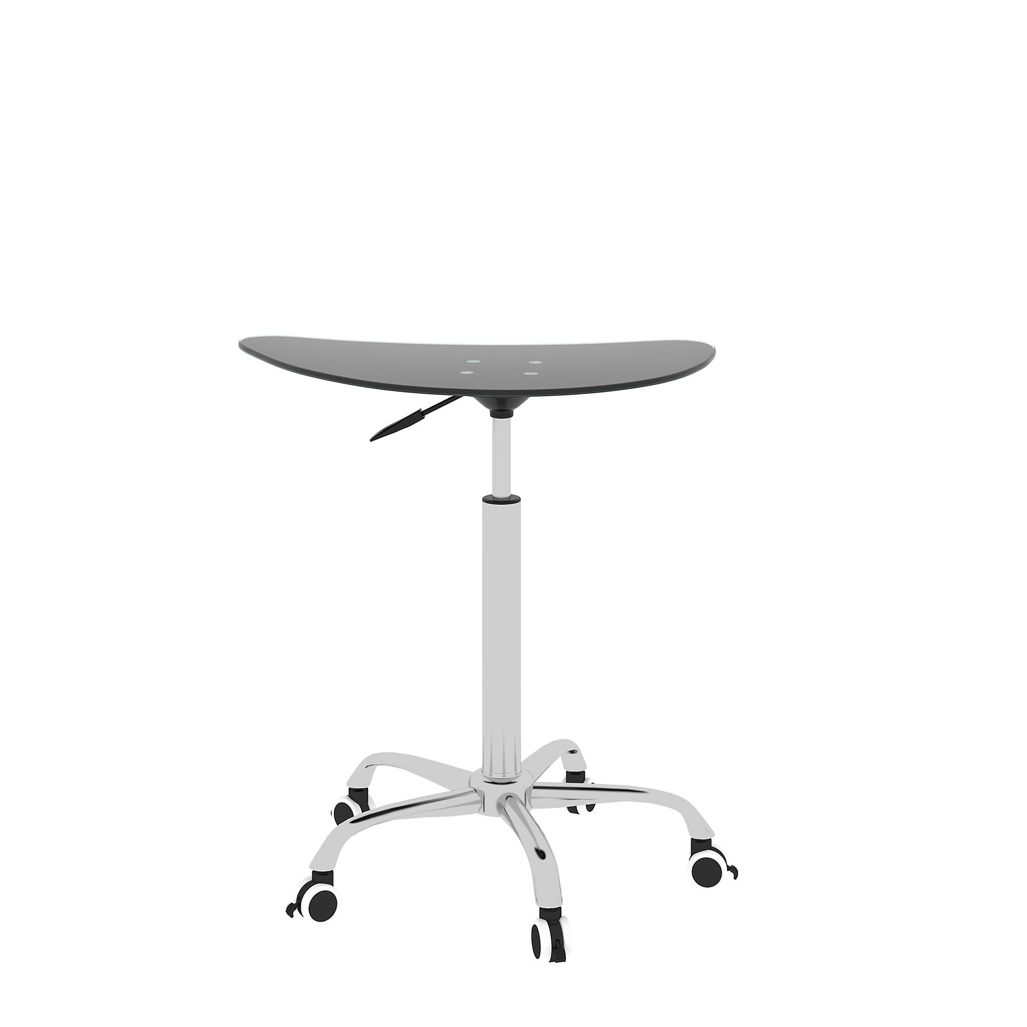 Adjustable Height Black Tempered Glass Table Desk Table With Lockable Wheels