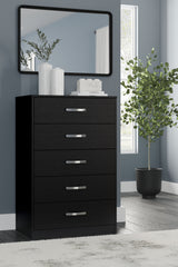 Finch - Black - Five Drawer Chest - 46" Height by Signature Design by Ashley® | Bel Furniture