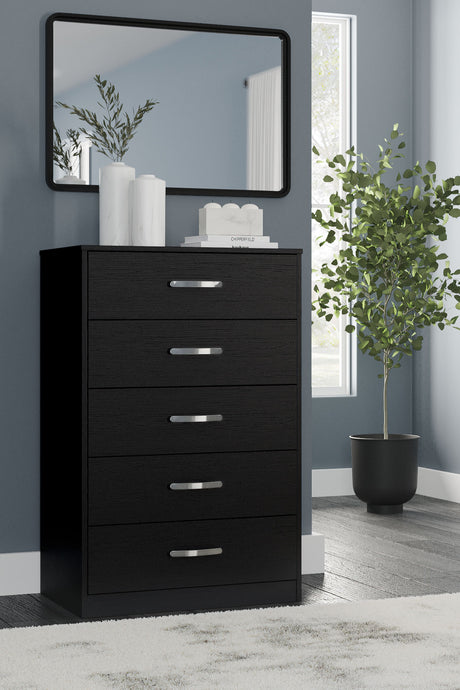 Finch - Black - Five Drawer Chest - 46" Height by Signature Design by Ashley® | Bel Furniture