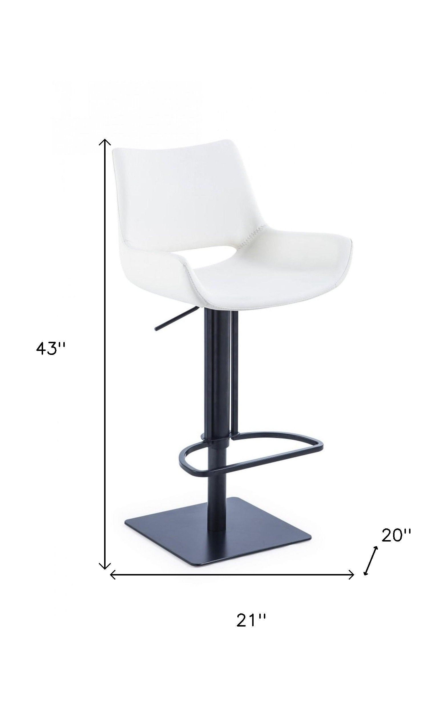 Faux Leather And Stainless Steel Swivel Bar Height Bar Chair - White / Black