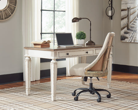 Realyn - Home Office Lift Top Desk - White / Brown - view 5