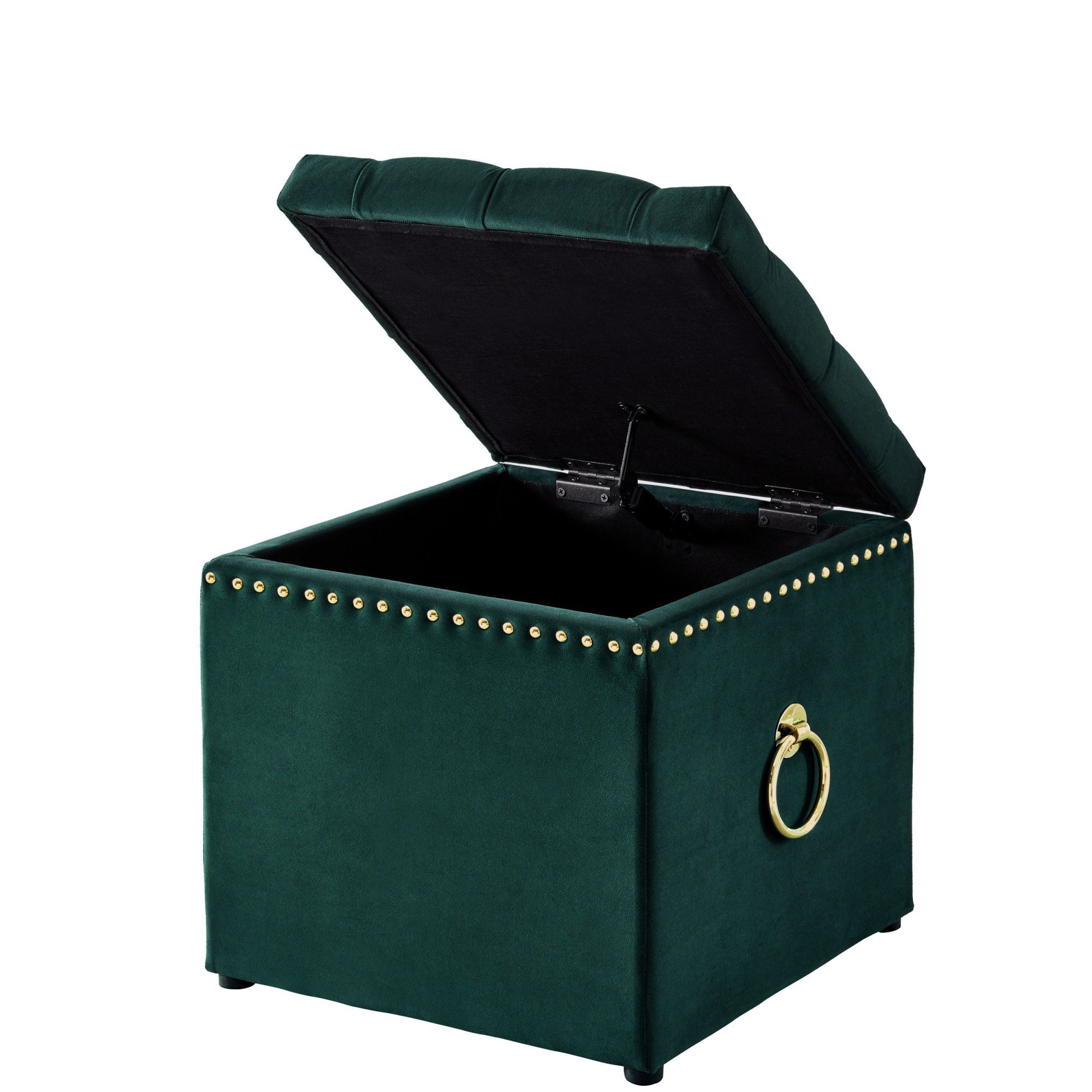 Velvet Tufted Storage - Hunter Green / Black